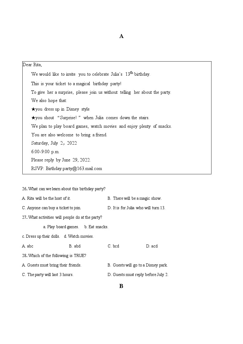 2023-2024学年江苏省南通市启东市长江中学七年级（下）5月月考英语试卷（含解析）03
