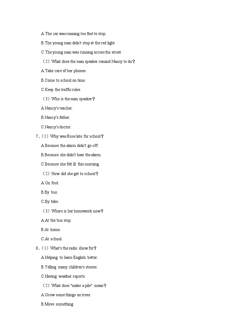 2023-2024学年浙江省杭州市余杭区八年级（下）期中英语试卷（含听力音频）02