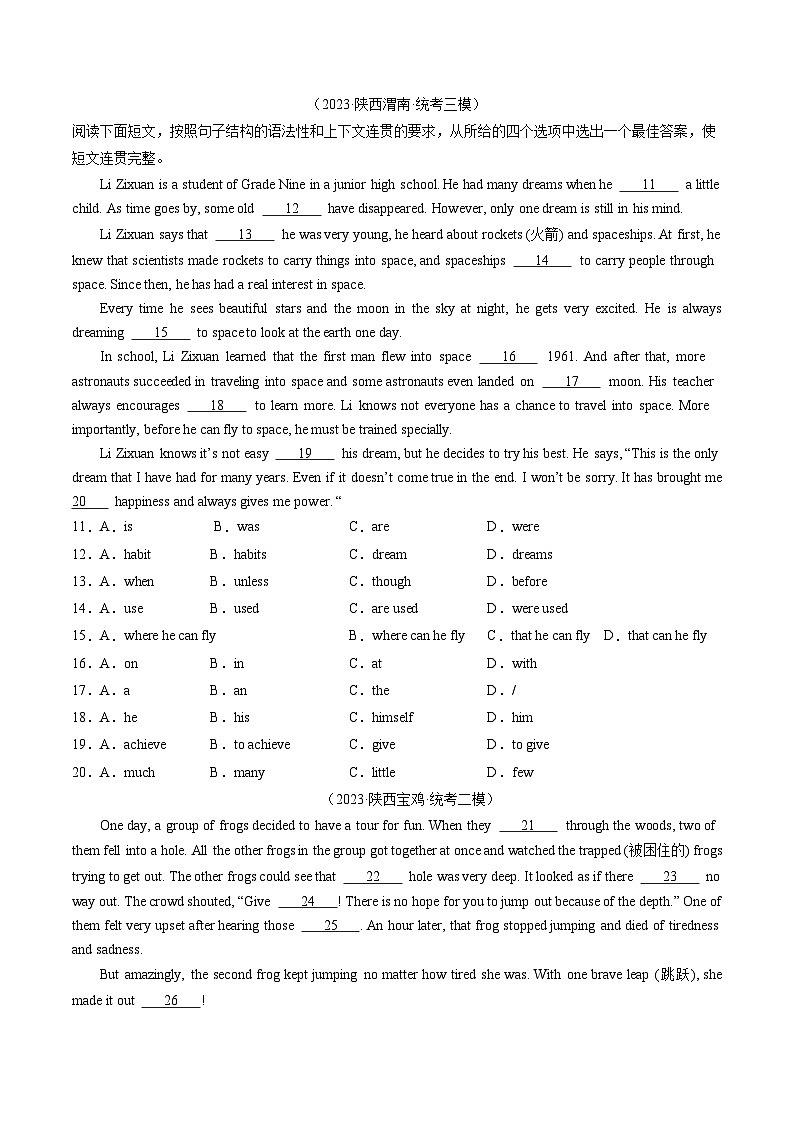 第07讲 语法选择（练习）-2024年中考英语一轮复习讲练测（全国通用）（原卷版）第2页