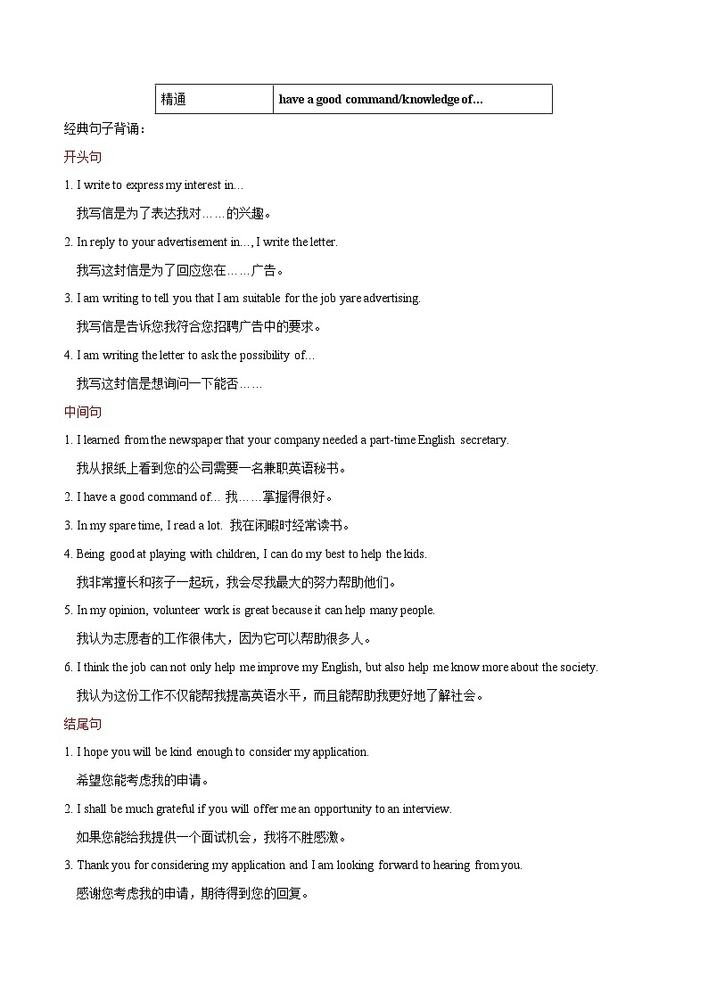 第22讲 书面表达之申请信（讲义）-2024年中考英语一轮复习讲练测（全国通用）（原卷版）第3页