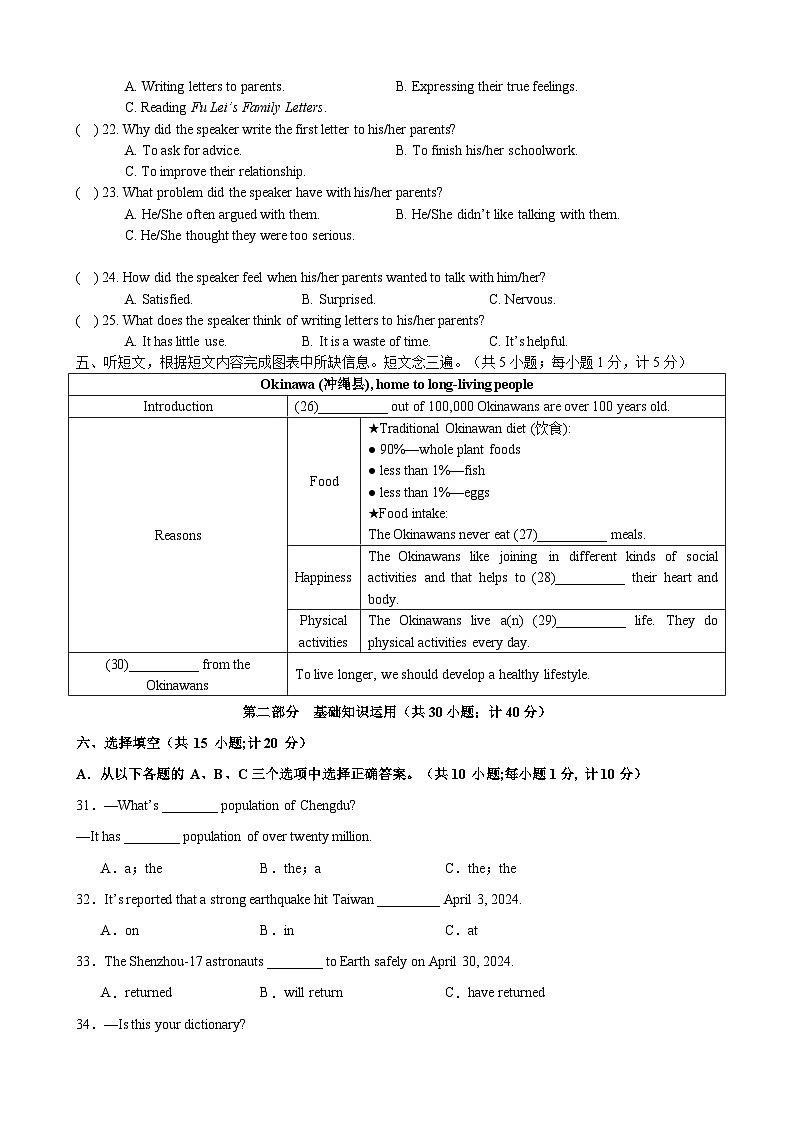 2024年中考英语热点话题最后一卷(四川成都卷)-2024年中考英语逆袭冲刺名校模拟真题速递(四川专用)第2页