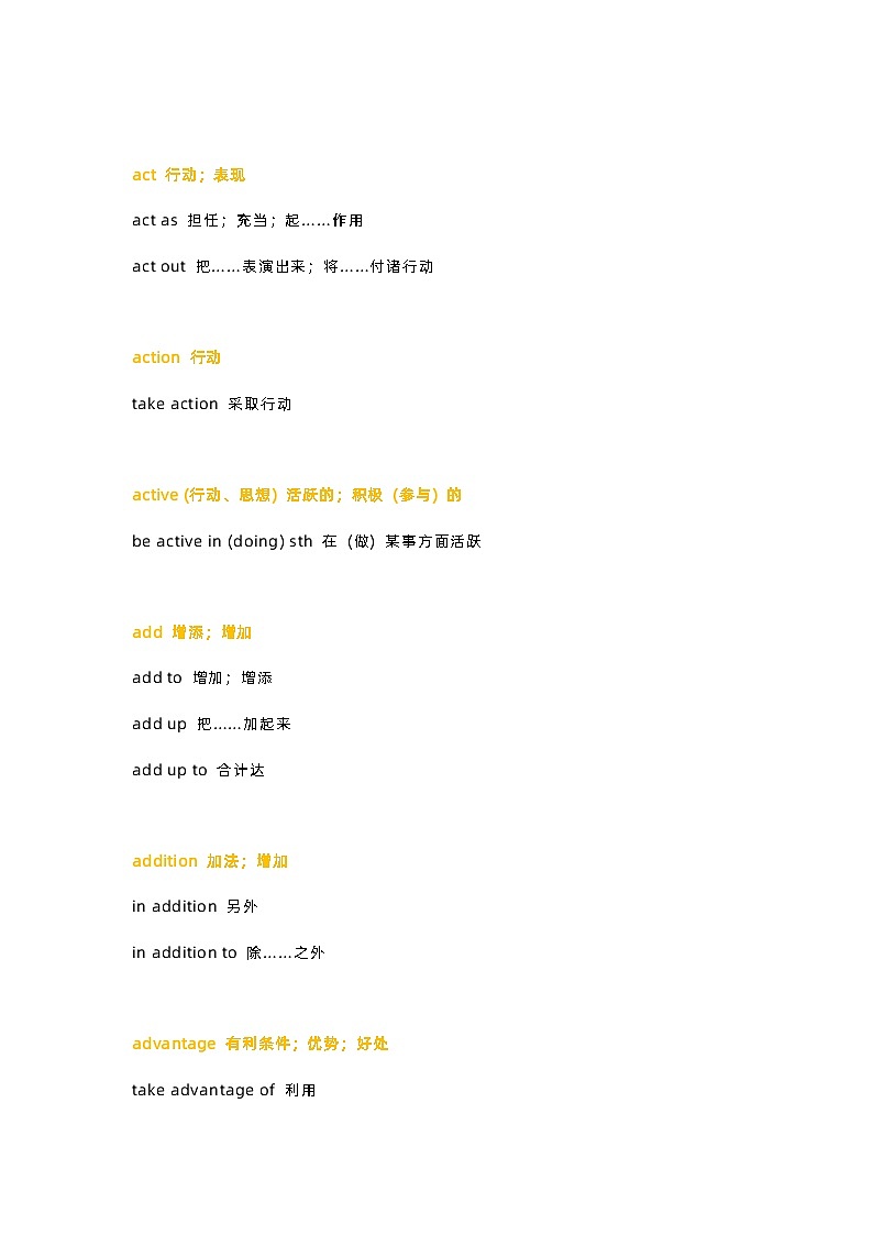 初中英语考试必背词块大全02