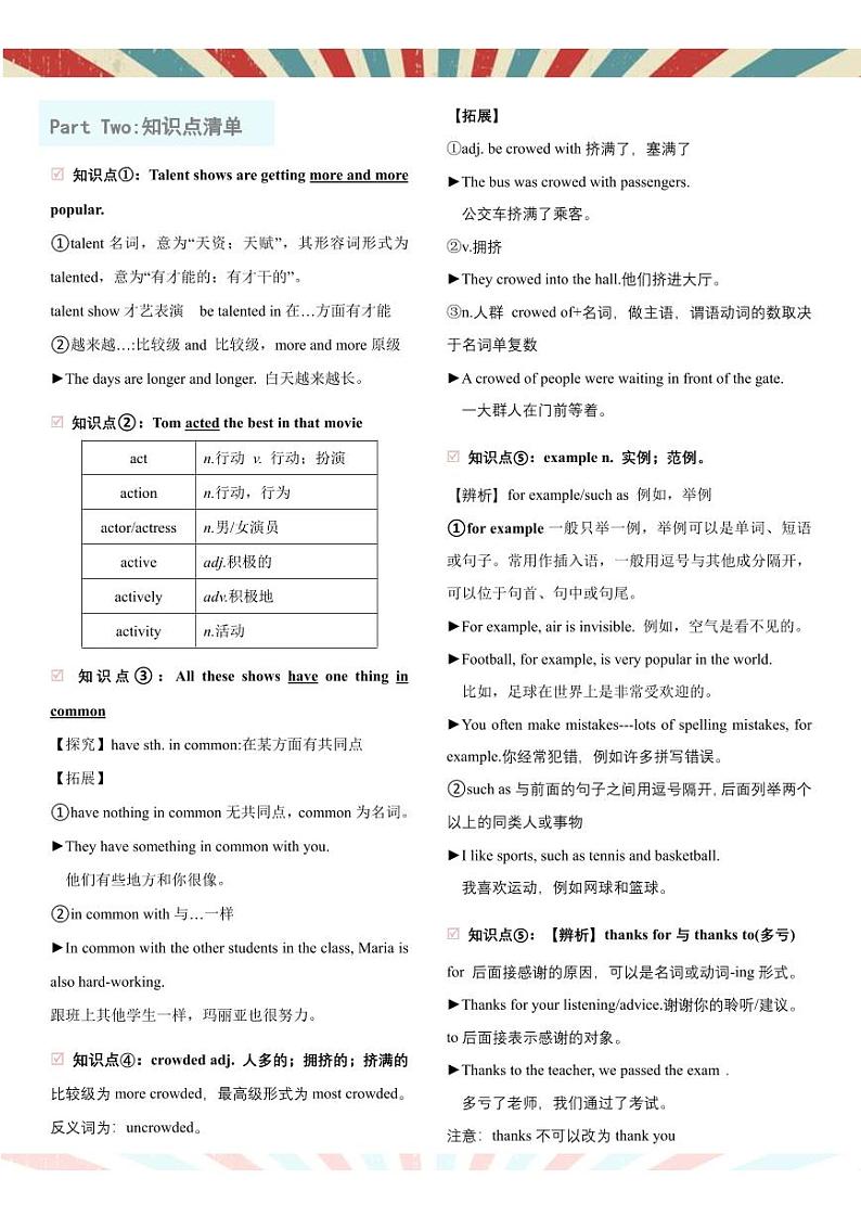 人教版初中英语8上Unit4 SectionB单元知识梳理(基础+知识点+写作)（word+PDF）02