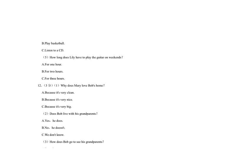 [英语]2023～2024学年河北省保定市博野县东墟学校七年级下学期期中英语试卷（有答案）第3页