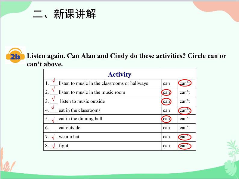 人教新目标版英语七年级下册 Unit 4 Don't eat in class.Section A (1a-2d)课件第8页