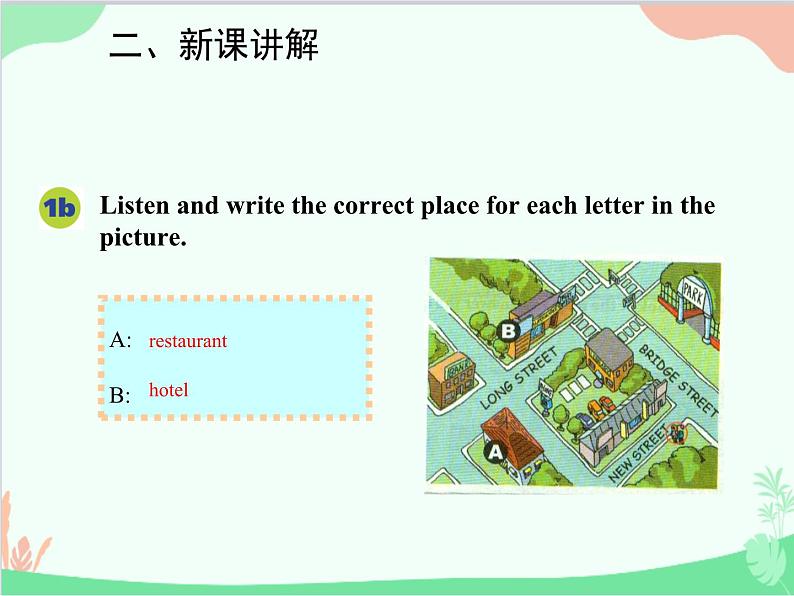 人教新目标版英语七年级下册 Unit 8 Is there a post office near here？Section B (1a-2c)课件04