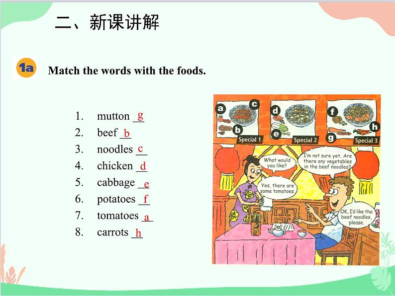 人教新目标版英语七年级下册 Unit 10 I'd like some noodles.Section A (1a-2d)课件第3页