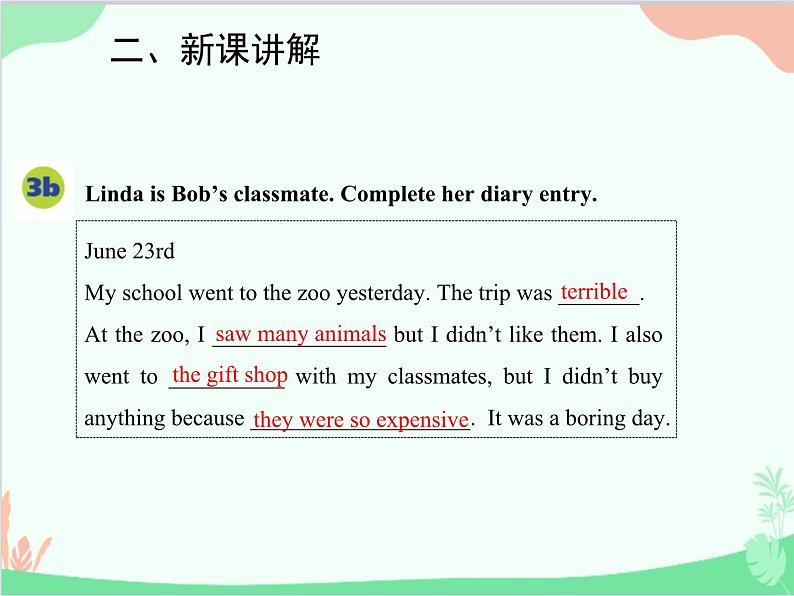 人教新目标版英语七年级下册 Unit 11 How was your school trip？Section B (3a-Self Check)课件06