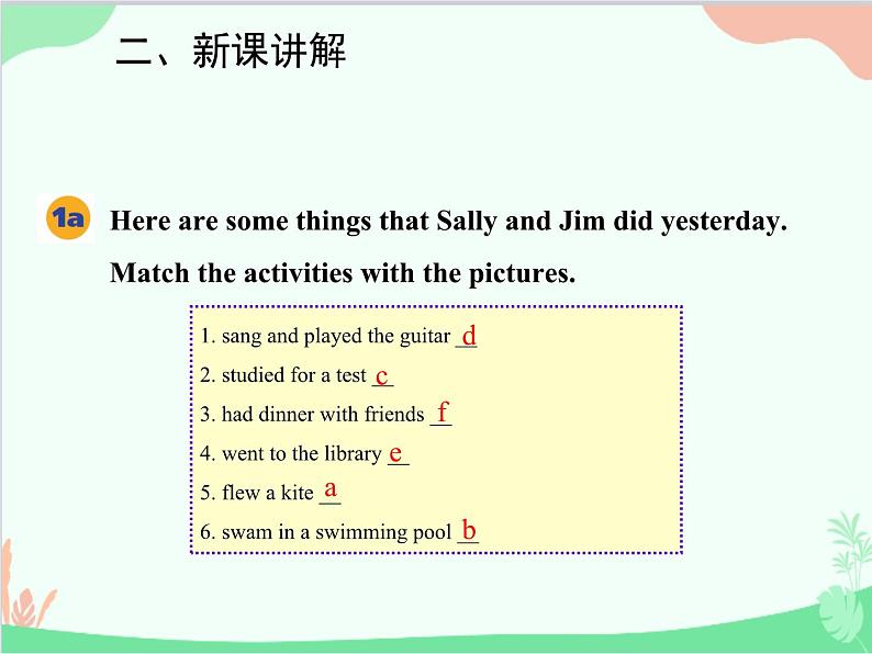 人教新目标版英语七年级下册 Unit 12 What did you do last weekend？Section B (1a-2c)课件第4页