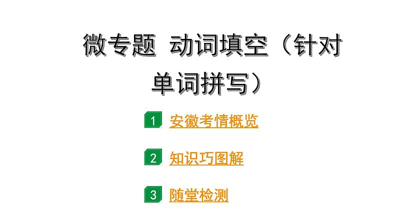 2024安徽中考英语二轮复习 微专题 动词填空（针对单词拼写）（课件）第1页