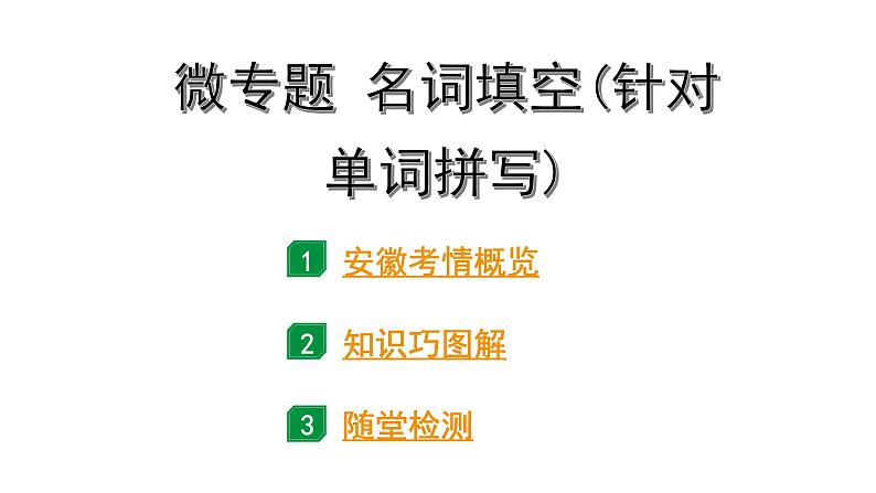 2024安徽中考英语二轮复习 微专题 名词填空（针对单词拼写）（课件）第1页