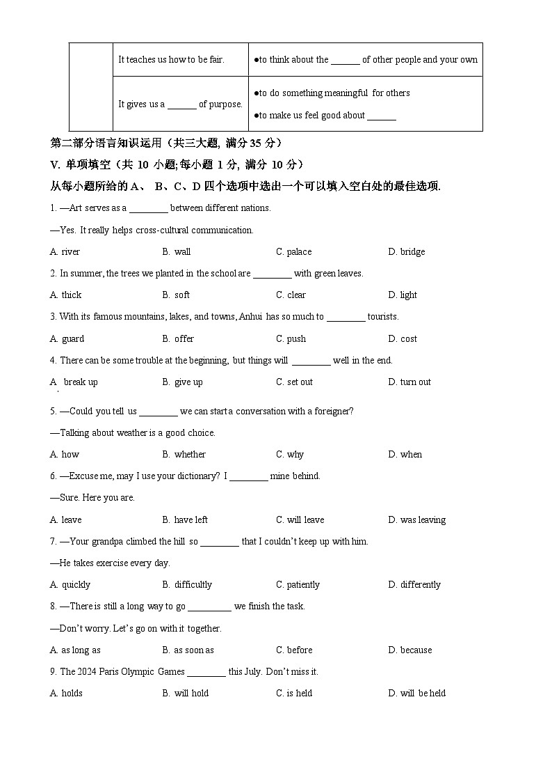 2024年安徽省中考真题英语真题（原卷版+解析版）03