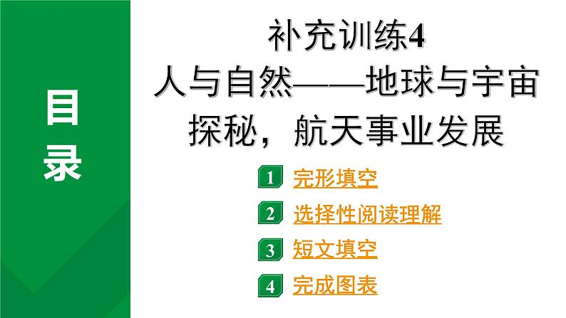 2024成都中考英语试题研补充训练4 人与自然——地球与宇宙探秘，航天事业发展（课件）第1页