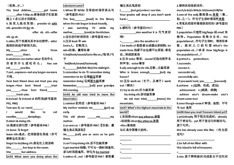 期末短句及句子重点知识点 2023-2024学年人教版八年级英语下册02