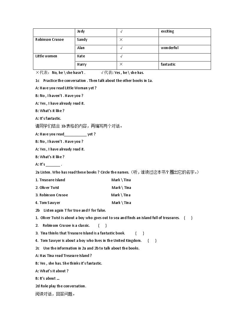 Unit8SectionA(1a 2d)导学案 人教版英语八年级下册第2页