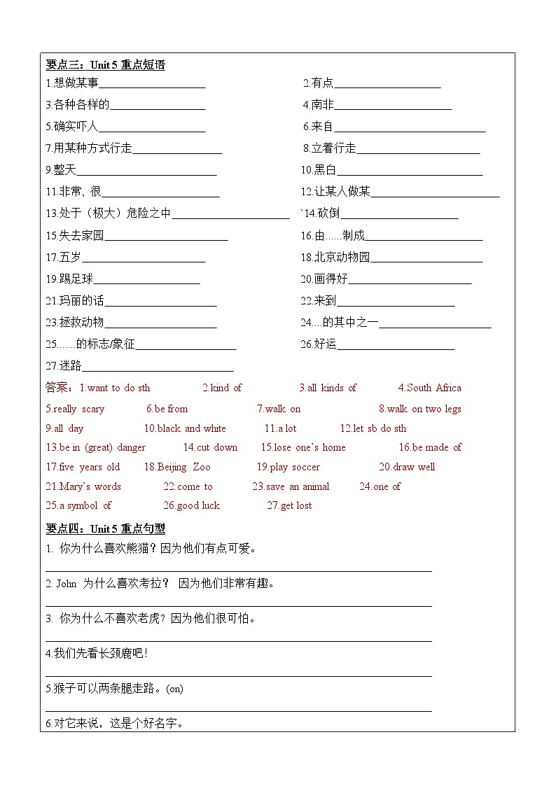 2024年暑假自学提升讲义第5讲：Unit 5 复习巩固七升八课本复习（人教版）（教师版）第3页