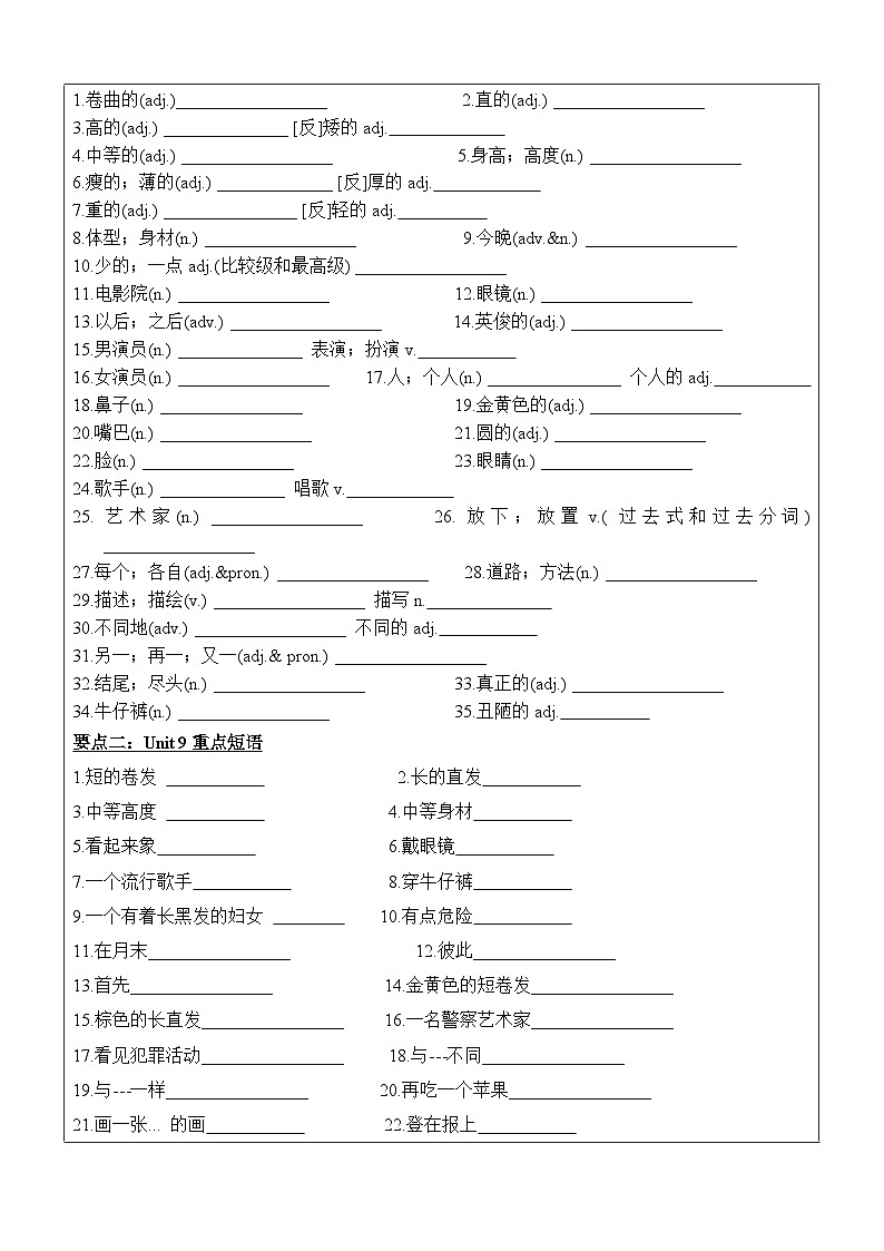 2024年暑假自学提升讲义第9讲：Unit9 复习巩固七升八课本复习（人教版）（学生版）第2页