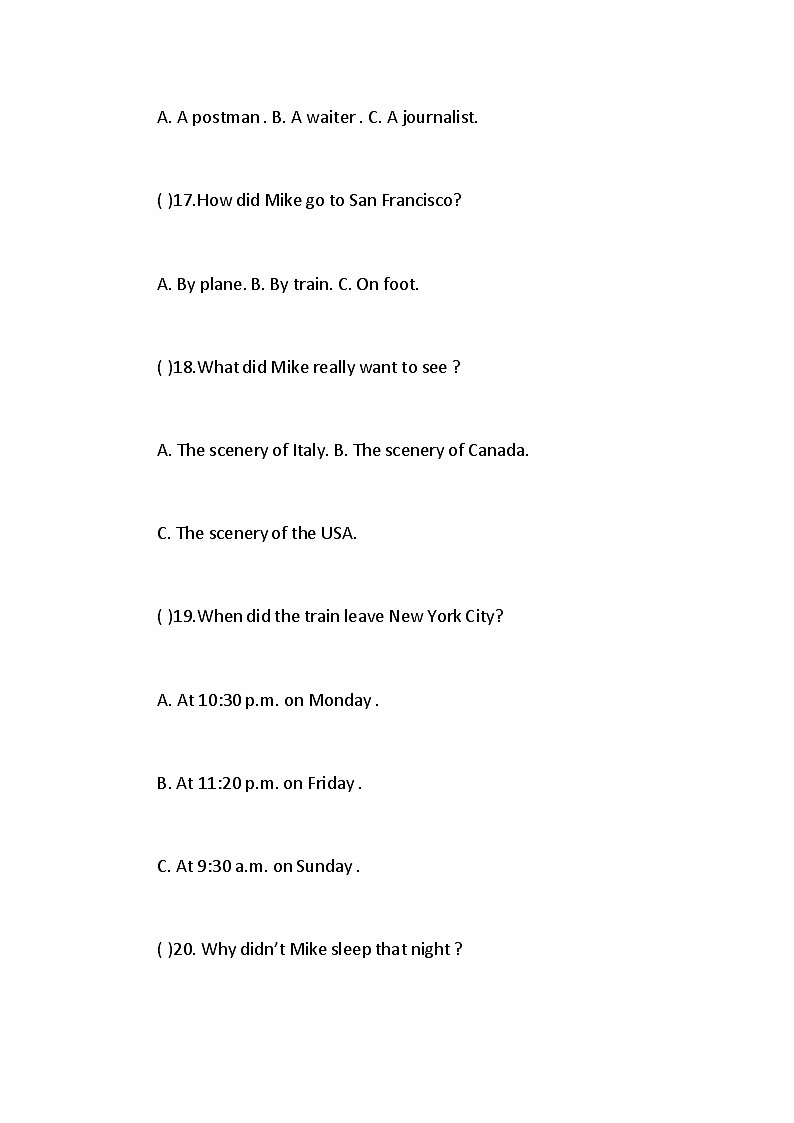 综合模拟题：2020年 中考英语模拟试题参考及答案（1）第3页