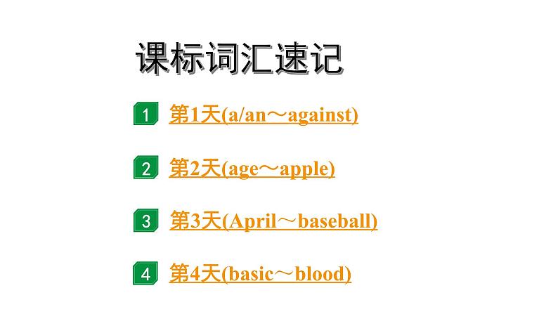 2024广东中考英语三轮冲刺 课标词汇速记（第1-4天）（课件）第1页