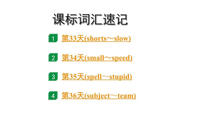 2024广东中考英语三轮冲刺 课标词汇速记（第33-36天）（课件）01