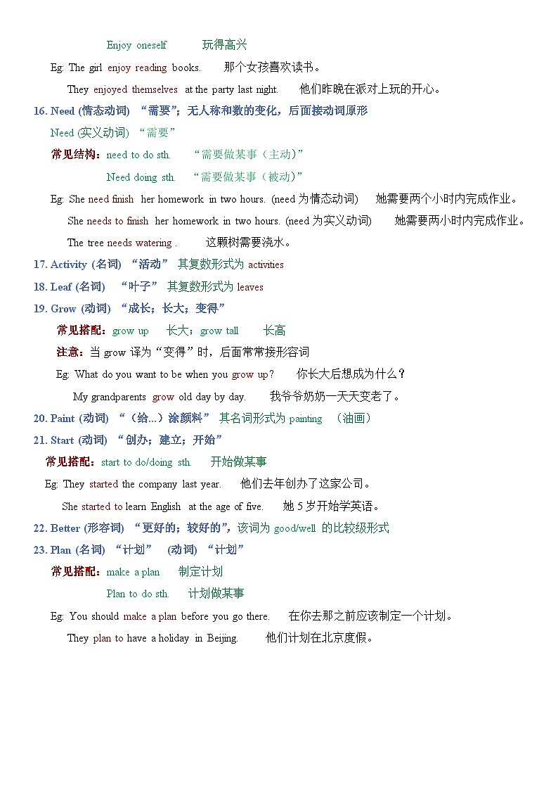 外研新版初中英语七年级上册预备单元Starter Welcome to junior high  讲义03