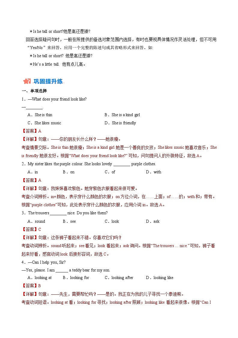 暑假作业09  人物相貌询问及描述（解析版）第2页