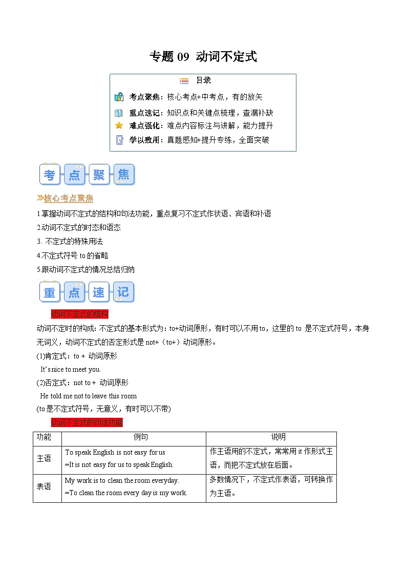 专题09 动词不定式（原卷版）第1页