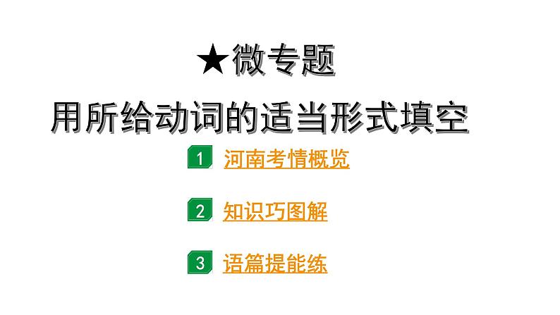 2024河南中考英语二轮复习 微专题 用所给动词的适当形式填空（课件）第1页