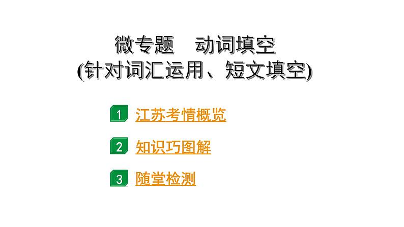 2024江苏中考英语二轮复习 微专题 动词填空(针对词汇运用、短文填空)（课件）第1页