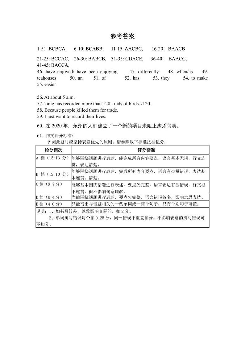 八年级英语参考答案(1)第1页