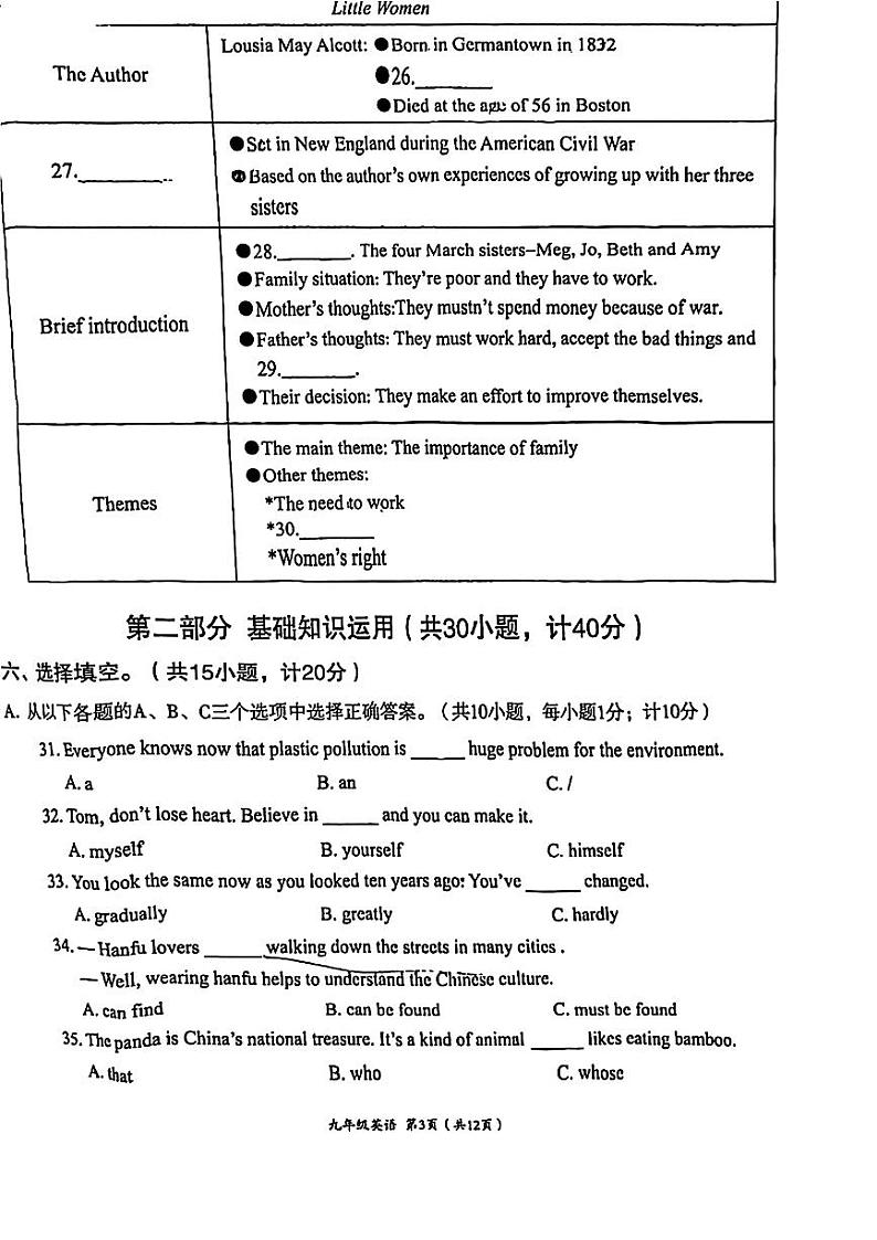 2024年四川省成都市成华区九年级中考二诊模拟考试英语试题 （无答案）03