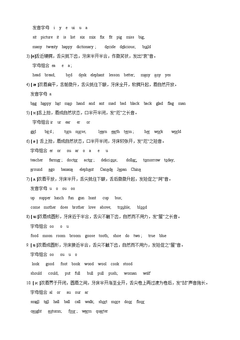 2024-2025学年译林版七年级英语上册48个国际音标表及详解讲义02