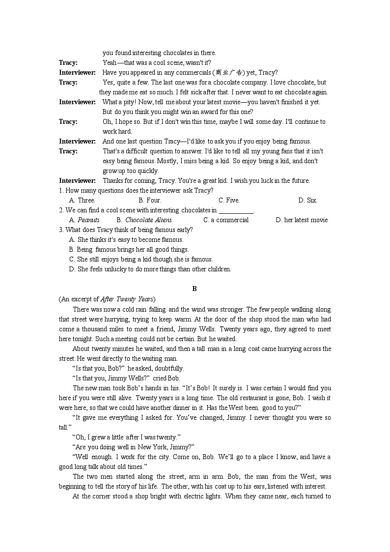 2020-2021江苏无锡天一中学八年级下学期英语期末模拟卷03