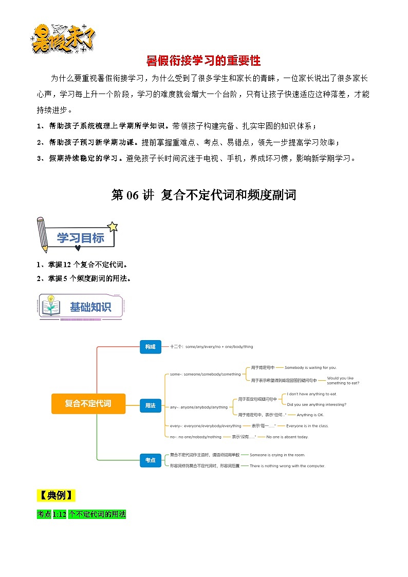 第06讲 复合不定代词和频度副词-【暑假自学课】新八年级英语暑假精品课讲义（人教版）01