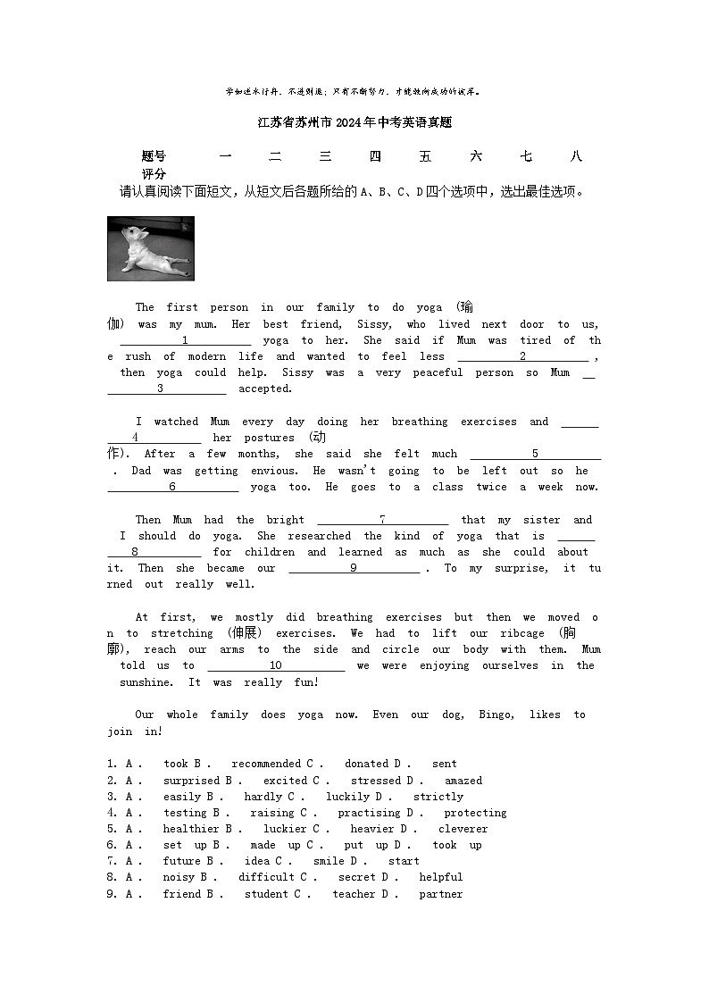 [英语]江苏省苏州市2024年中考英语真题01