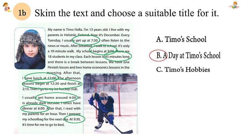 新人教7上英语课件 Unit 6 A day in the life 第四课时 - Section B Reading 课件08