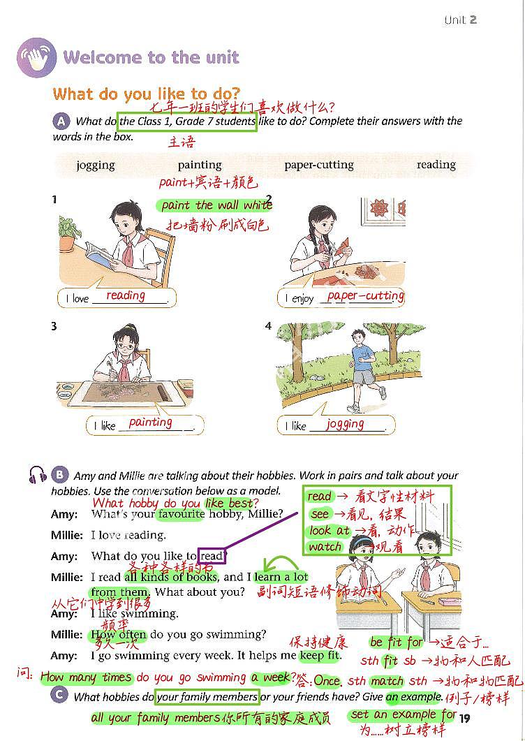 2024年新牛津译林版教材七上电子课本U2课本笔记02