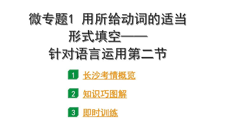 2024长沙中考英语二轮复习 微专题1 用所给动词的适当形式填空——针对语言运用第二节（课件）01