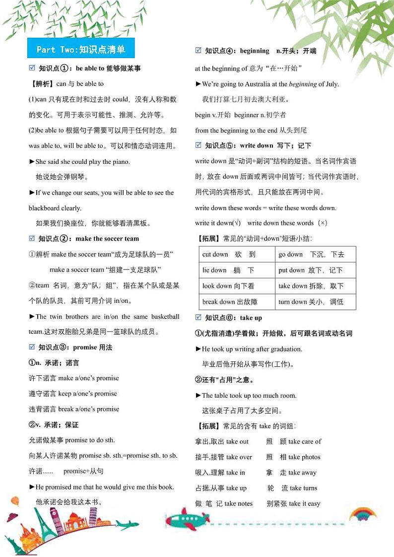 人教版初中英语8上Unit6 SectionB 单元知识梳理 ((基础+知识点+写作)（word+PDF）02