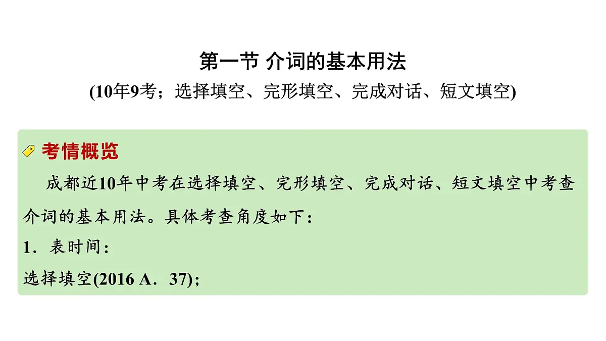 2024中考英语二轮复习第二部分专题三第3讲介词(课件)第3页
