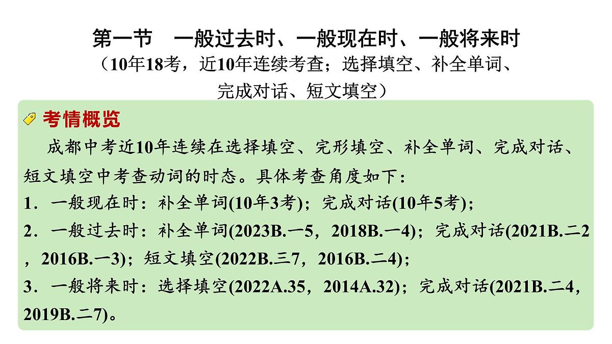2024中考英语二轮复习第二部分专题一第2讲动词的时态(课件)第3页