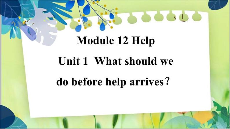 外研版英语八年级上册 M12 Unit 1 What should we do before help arrives？ PPT课件+教案01