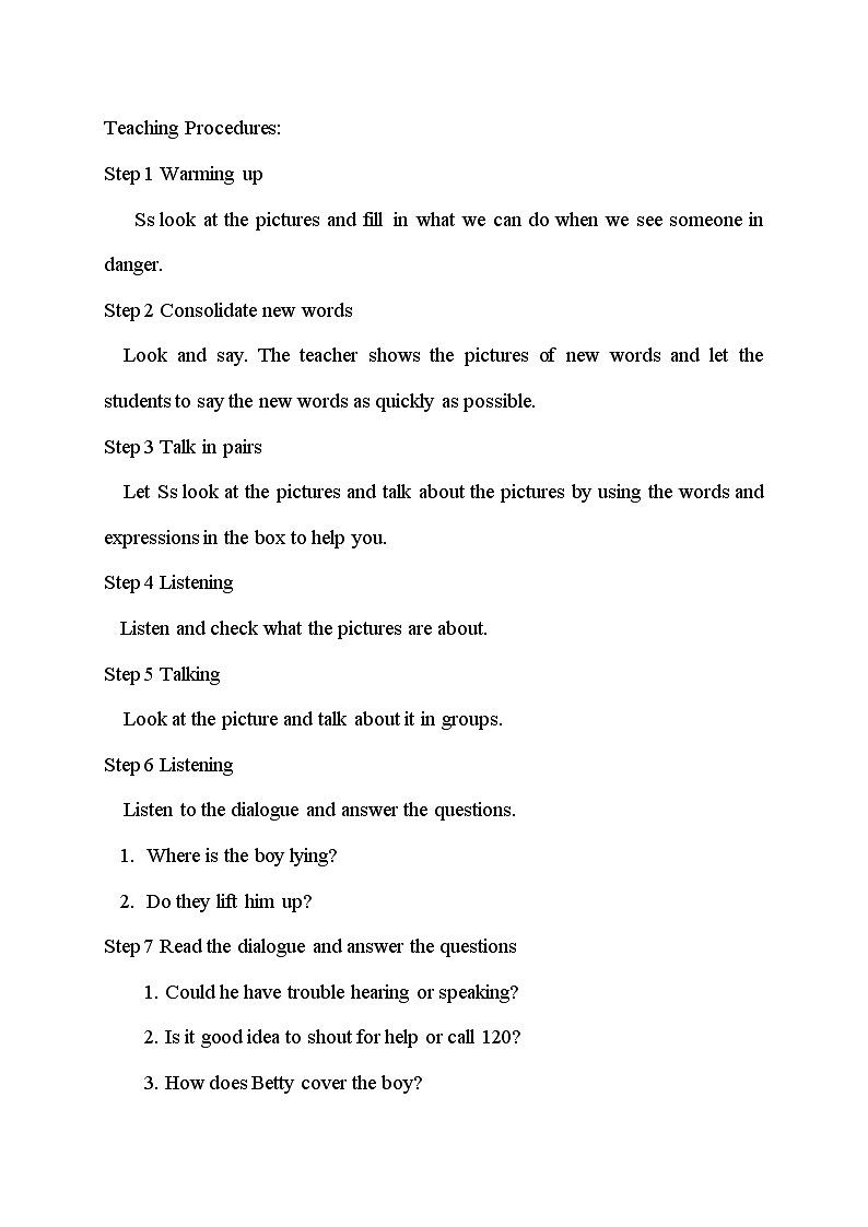 外研版英语八年级上册 M12 Unit 1 What should we do before help arrives？ PPT课件+教案02