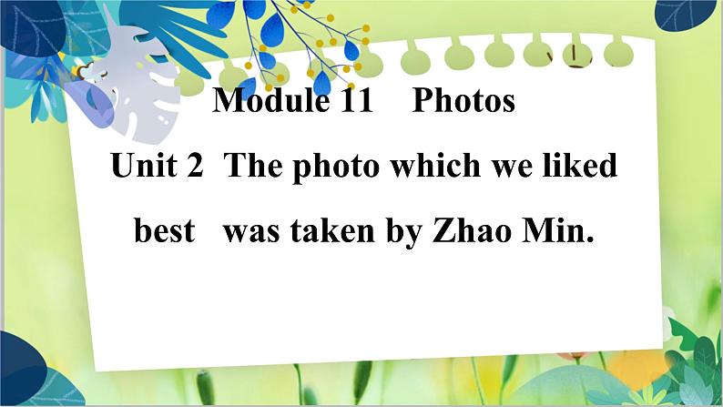 外研版英语九年级上册 M11 Unit 2 The photo which we liked best was taken by Zhao Min PPT课件+教案01