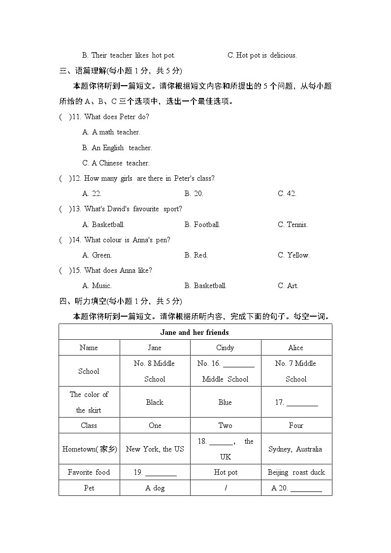 人教版2024年新版七年级上册英语Unit 1综合测试卷（含答案）02