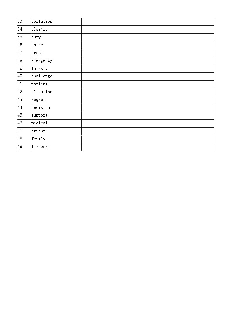 初中英语新外研版七年级上册Unit 4词汇表单词默写练习（2024秋）02