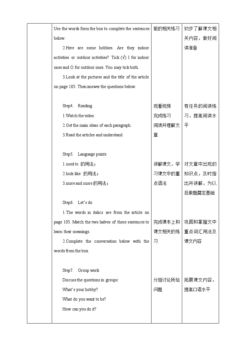 Unit 8 From hobby to career Period 1 Reading I教案02
