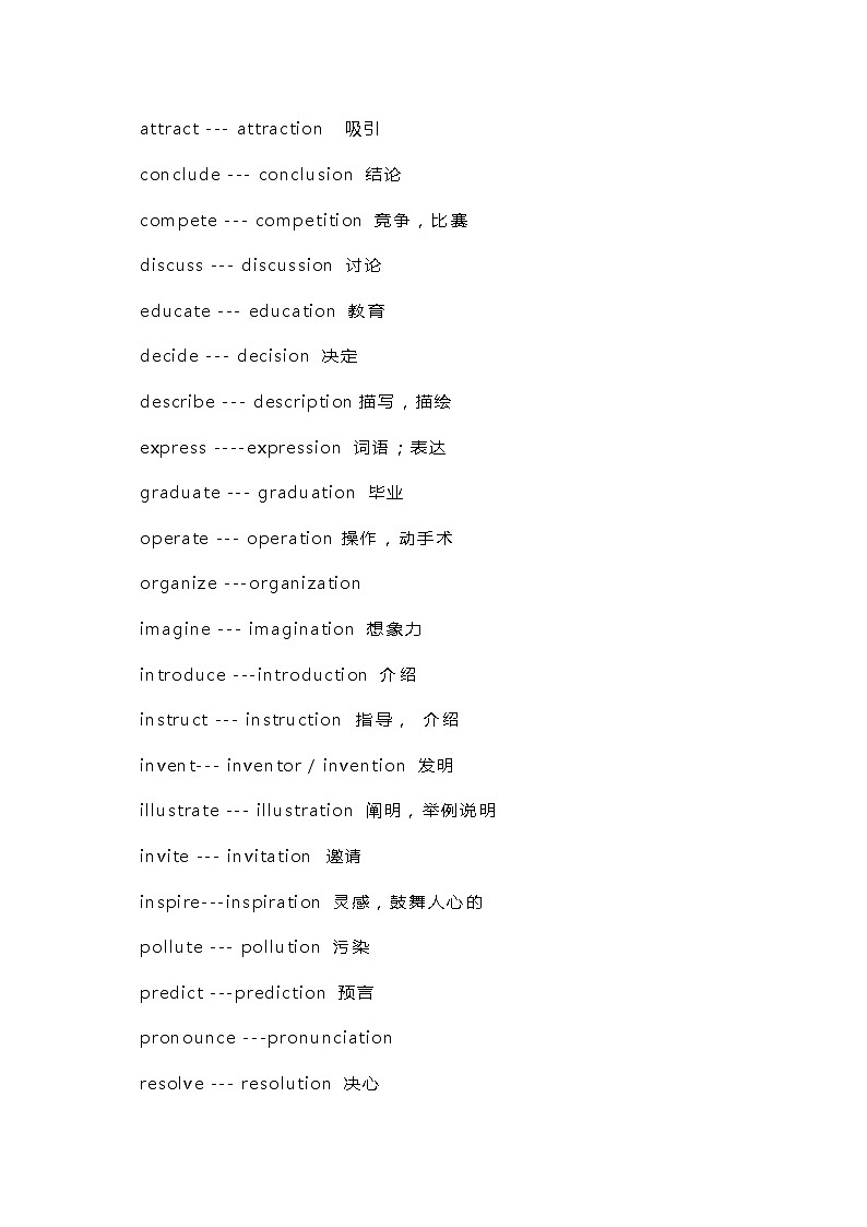 初中英语考试词性转换归纳第2页