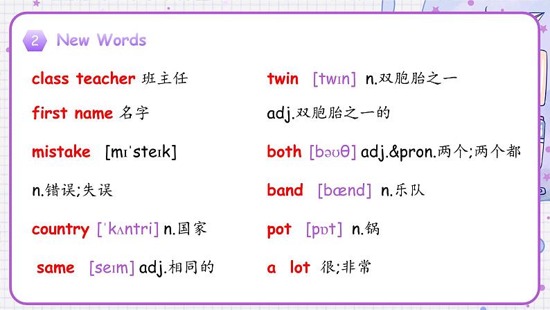 Unit 1 You and Me 单词精讲精练课件 新人教版（2024）英语七年级上册03