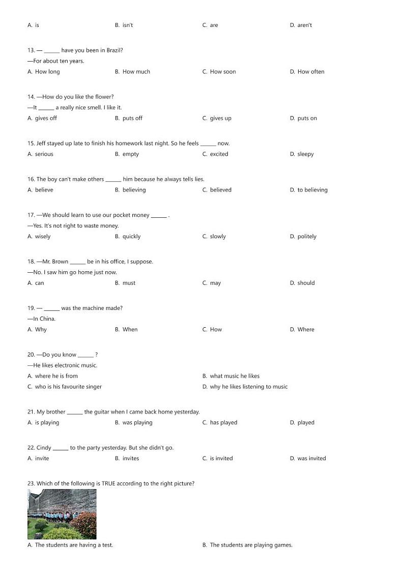 [英语][期末]甘肃省庆阳市2023-2024学年九年级上学期期末英语试题(原题版+解析版)02